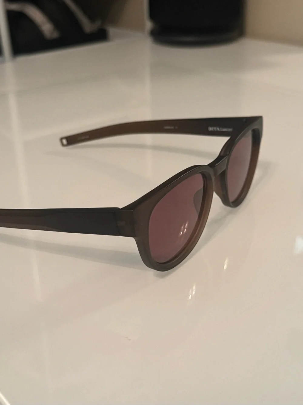 Polarized DITA Brown Matte Round Sunglasses with Rose-Brown Lenses
